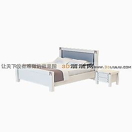 3D雙人床模型