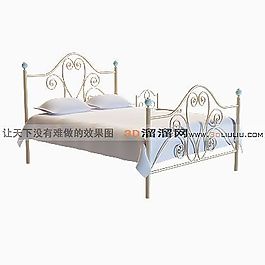 3D雙人床模型