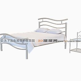 3D雙人床模型