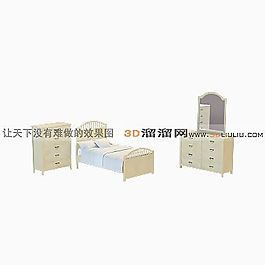 3D雙人床模型