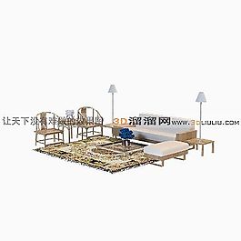 3D沙發(fā)茶幾組合模型