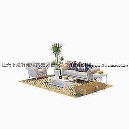 3D沙發(fā)茶幾組合模型