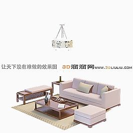 3D沙發(fā)茶幾組合模型