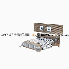 3D雙人床模型