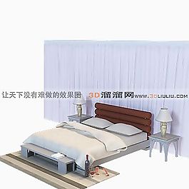 3D雙人床模型