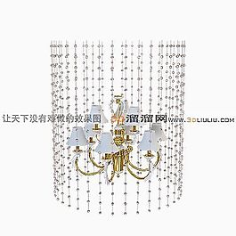 3D歐式水晶吊燈模型