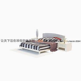 3D雙人床模型