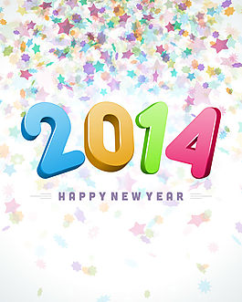 繽紛2014新年背景矢量素材