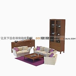 3D沙發(fā)茶幾組合模型