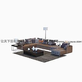 3D沙發(fā)茶幾組合模型
