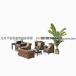 3D沙發(fā)茶幾組合模型