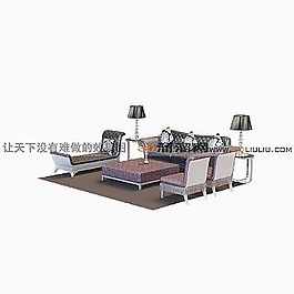 3D沙發茶幾組合模型