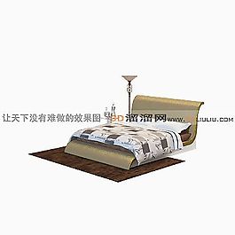 3D雙人床模型