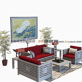 3D沙發(fā)茶幾組合模型