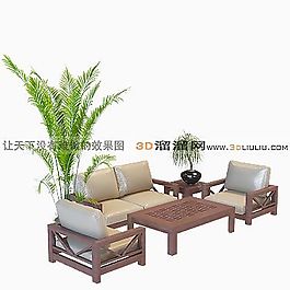 3D沙發(fā)茶幾組合模型