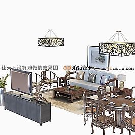 3D沙發(fā)茶幾組合模型