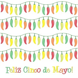 Feliz Cinco de Mayo（幸福5月第五）辣椒卡矢量格式