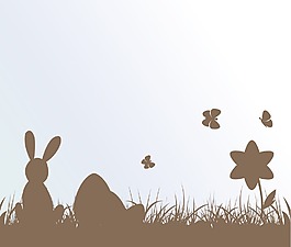 復(fù)活節(jié)插畫與花蛋和兔子