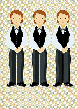男士服務(wù)員卡通