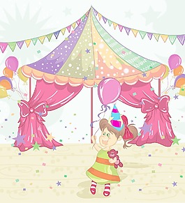 孩子们的生日聚会矢量插画