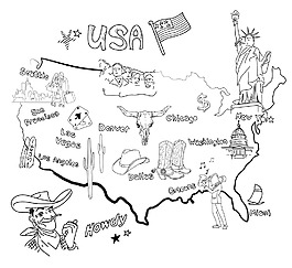 美国的事情 在美国不同地区是著名的程式化的地图