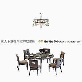 3D桌椅组合模型