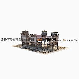 3D桌椅组合模型