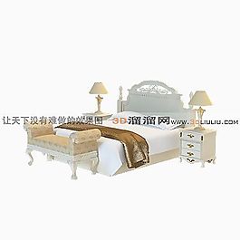 3D雙人床模型