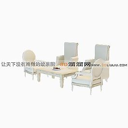 3D桌椅組合模型