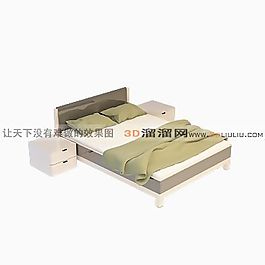 3D雙人床模型