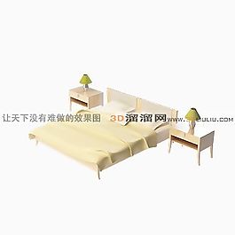 3D雙人床模型