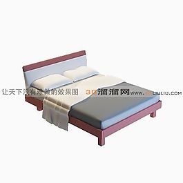3D雙人床模型