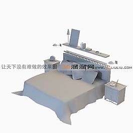 3D雙人床模型
