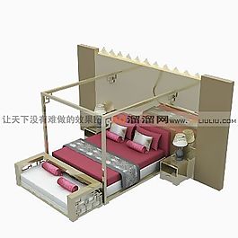 3D双人床模型