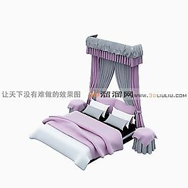 3D雙人床模型