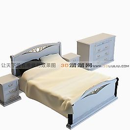 3D雙人床模型