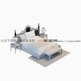 3D雙人床模型