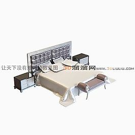 3D雙人床模型
