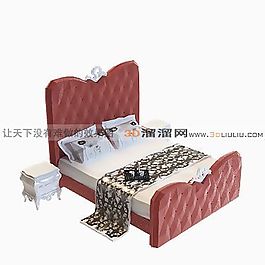 3D雙人床模型