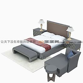 3D雙人床模型