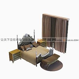 3D雙人床模型