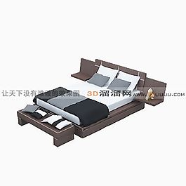 3D雙人床模型