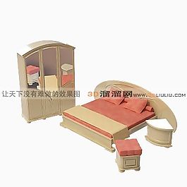 3D雙人床模型