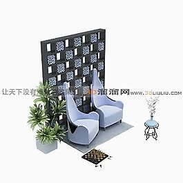 3D豪華高背椅模型