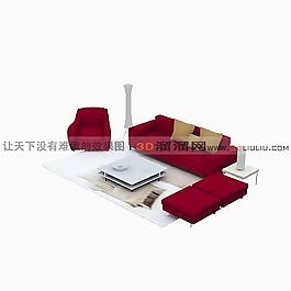 3D沙发茶几组合模型