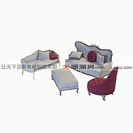 3D沙發(fā)茶幾組合模型