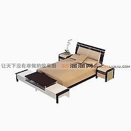 3D雙人床模型