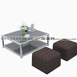 3D沙發(fā)茶幾組合模型