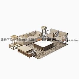 3D沙發(fā)茶幾組合模型