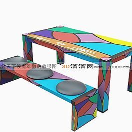 3D桌椅組合模型